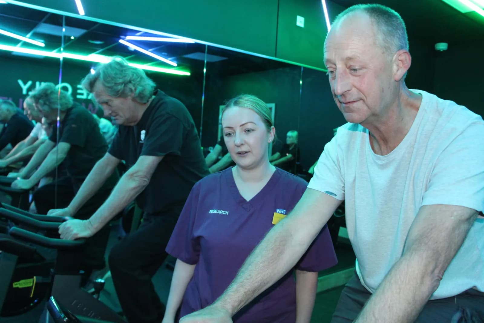 Chris Dodds (right) and Rob Snowdon on the exercise bikes